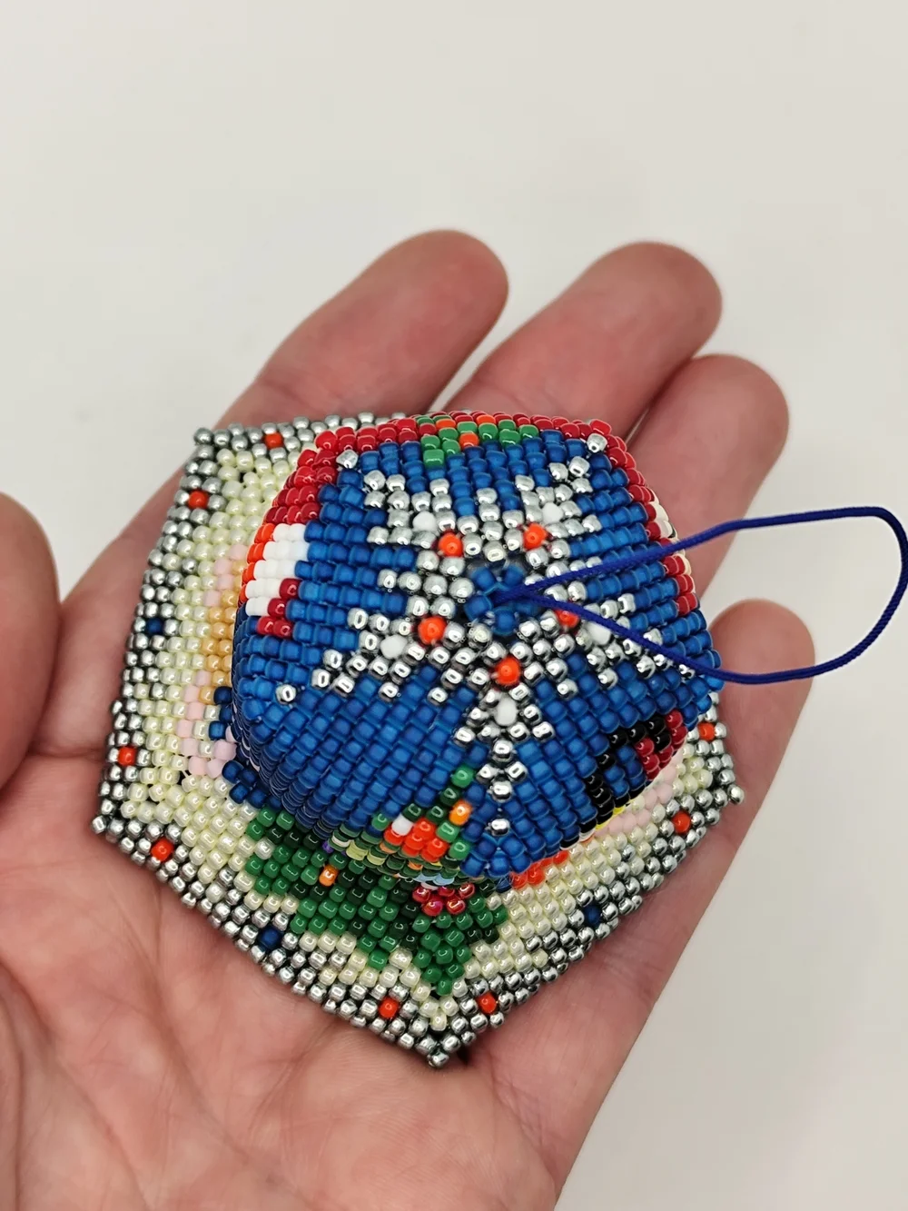 Handcrafted Beaded Holiday Bell Ornament in Multicolor